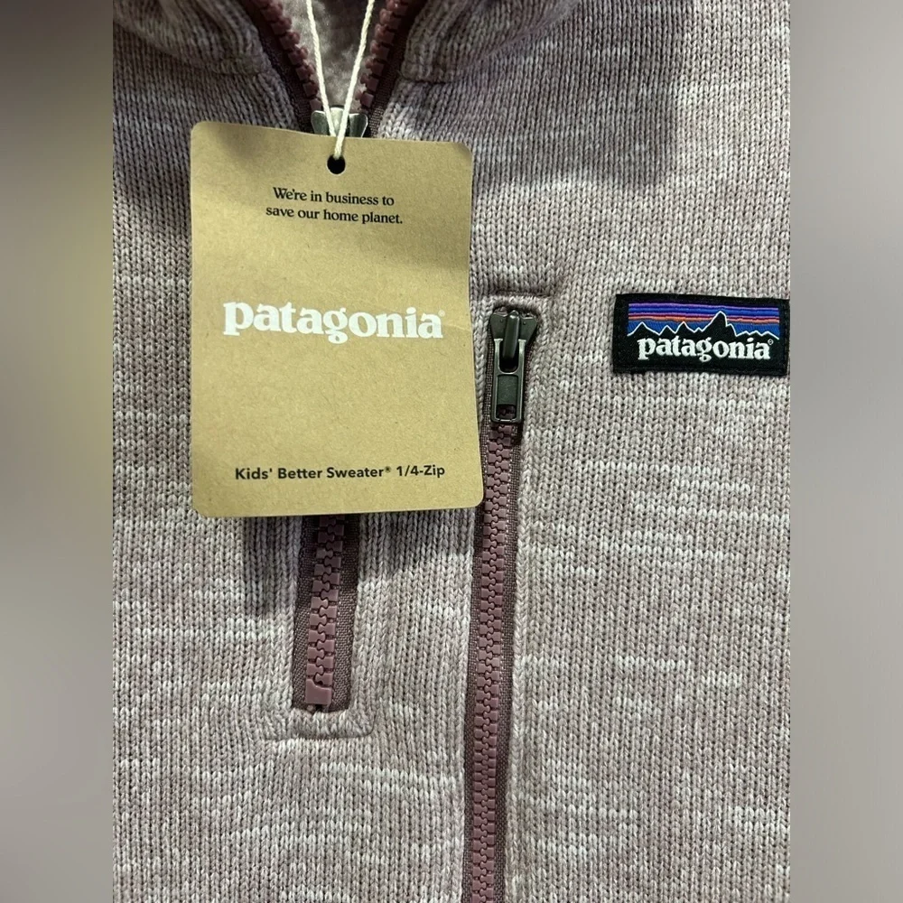 Patagonia Girls Large Better Sweater 1/4-Zip Stormy Mauve Quick-Dry Fleece NWT